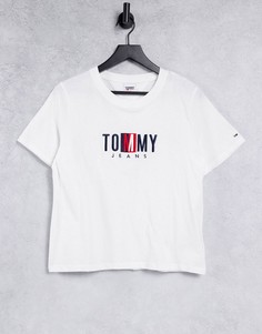 Белая футболка с короткими рукавами и логотипом Tommy Jeans-Белый