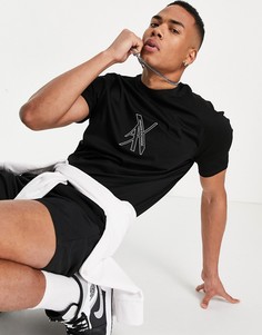 Черная футболка узкого кроя с логотипом на груди Armani Exchange-Черный цвет