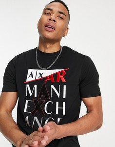 Черная футболка с крупным логотипом Armani Exchange-Черный цвет