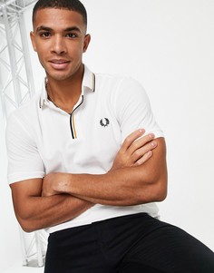 Белая футболка-поло с окантовкой на планке Fred Perry-Белый