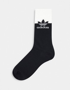 Черно-белые носки с фирменным трилистником в стиле колор-блок adidas Originals-Белый