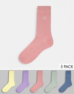 Набор из 5 пар разноцветных носков с вышивкой New Look-Многоцветный