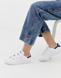 Белые кроссовки с синими вставками adidas Originals Stan Smith CF-Белый