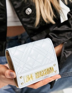 Голубой стеганый кошелек с откидным клапаном Love Moschino