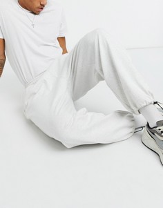 Белые меланжевые oversized-джоггеры из органического хлопка с затягивающимся шнурком с фиксаторами по низу штанин ASOS DESIGN-Белый