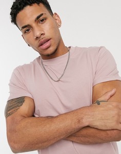 Розовая футболка с отворотами на рукавах ASOS DESIGN-Розовый цвет