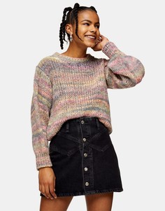 Розовый укороченный джемпер из меланжевой пряжи Topshop-Розовый цвет