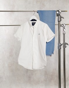 Белая облегающая оксфордская рубашка с короткими рукавами и логотипом Hollister-Белый