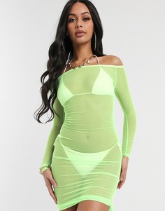Облегающее платье с открытыми плечами South Beach-Зеленый цвет