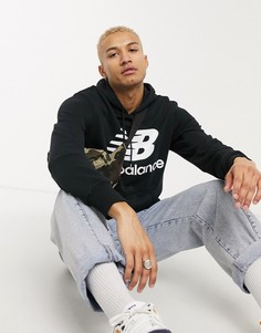 Черный худи с большим логотипом New Balance-Синий