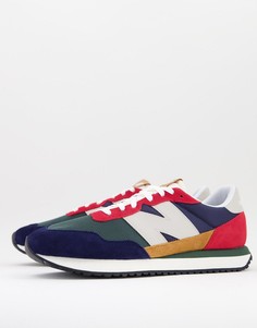 Голубые кроссовки с разноцветными вставками в стиле колор блок New Balance 237-Голубой