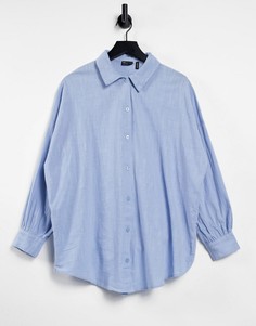 Нежно-голубая пляжная рубашка из фактурной ткани на пуговицах ASOS DESIGN-Голубой