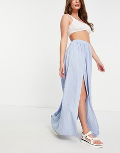 Голубая фактурная пляжная юбка макси с разрезами спереди ASOS DESIGN-Голубой