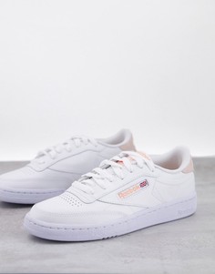 Кроссовки серовато-белого цвета с бежевой вставкой сзади Reebok Club C 85-Белый