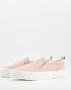 Бежевые кроссовки без застежки на плоской платформе schuh Megan-Нейтральный