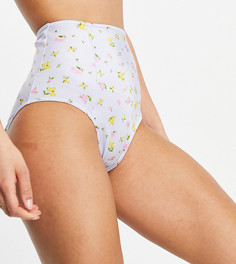 Трусы бикини с завышенной талией и принтом садовых цветов ASOS DESIGN Tall-Многоцветный