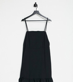 Черный сарафан на бретелях с баской ASOS DESIGN Curve-Черный цвет
