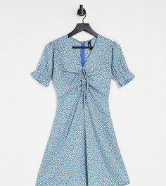 Платье мини с мелким цветочным принтом Influence Tall-Голубой