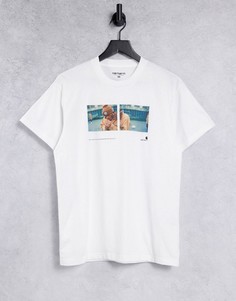 Белая футболка с фотопринтом заднего двора Carhartt WIP-Зеленый цвет