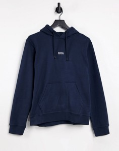 Худи темно-синего цвета без застежки BOSS Weedo 2-Темно-синий