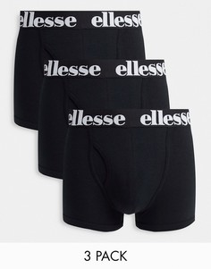 Набор из 3 боксеров-брифов черного цвета с логотипом на поясе ellesse-Черный цвет