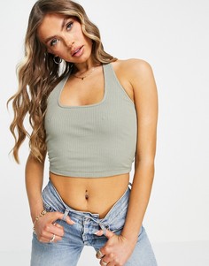 Оливковый кроп-топ с квадратным вырезом и завязкой на шее ASOS DESIGN-Красный