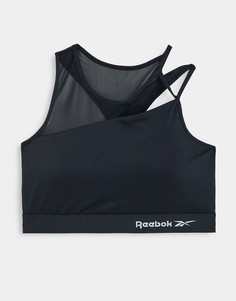 Черный спортивный кроп-топ с асимметричным дизайном Reebok-Черный цвет