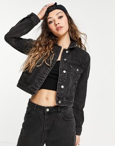 Черная выбеленная джинсовая куртка Topshop Tilda-Черный цвет