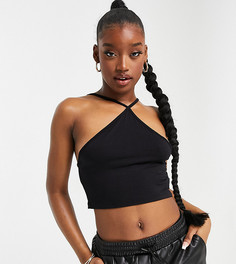 Черный базовый кроп-топ с бретелью через шею Missguided-Черный цвет