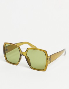 Большие солнцезащитные очки в коричневой оправе Pieces-Коричневый цвет