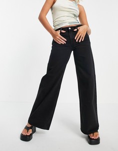 Черные выбеленные широкие джинсы с низкой посадкой из органического хлопка Weekday Ray-Черный цвет