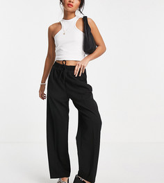 Черные брюки с широкими штанинами Miss Selfridge Petite-Черный цвет