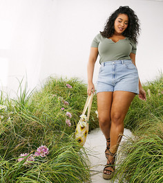 Светло-голубые выбеленные джинсы в винтажном стиле 80-х ASOS DESIGN Curve-Голубой