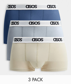 Комплект из 3 коротких боксеров-брифов ASOS DESIGN-Многоцветный
