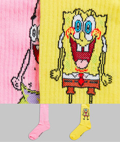 Набор из 2 пар спортивных носков с дизайном «Губка Боб и Патрик» ASOS DESIGN-Мульти