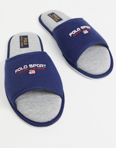Шлепанцы с логотипом Polo Ralph Lauren-Темно-синий