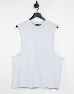 Синяя свободная футболка из органического хлопка без рукавов ASOS DESIGN-Голубой