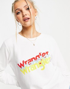 Белый свитшот с круглым вырезом и несколькими логотипами Wrangler