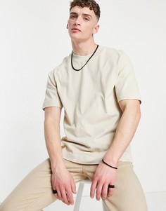 Бежевая хлопковая oversized-футболка ASOS DESIGN-Нейтральный