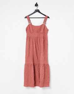 Розовый сарафан миди из фактурной ткани ASOS DESIGN-Розовый цвет
