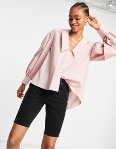 Розовая рубашка с большим воротником и открытой спиной ASOS DESIGN-Розовый цвет