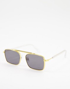 Солнцезащитные очки в стиле унисекс в металлической золотистой оправе с плоской планкой Spitfire Jodrell-Золотистый