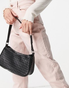 Черная сумка на плечо с плетеной отделкой Monki Odessa-Черный цвет