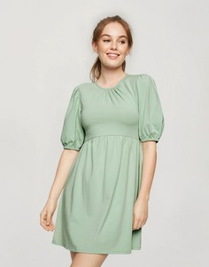 Шалфейно-зеленое платье с присборенной юбкой Miss Selfridge-Зеленый цвет