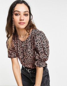 Розовый топ с цветочным принтом Miss Selfridge-Розовый цвет