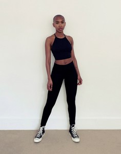 Черные спортивные леггинсы с декоративной строчкой Topshop-Коричневый