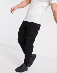 Черные брюки карго с широкими штанинами Topman-Черный