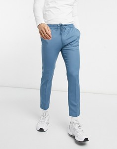 Голубые зауженные брюки-джоггеры в строгом стиле Topman-Голубой
