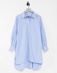 Свободное платье-рубашка мини в сине-белую полоску ASOS DESIGN-Многоцветный