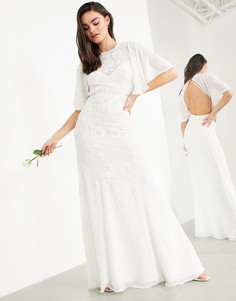 Свадебное платье в винтажном стиле с расклешенными рукавами ASOS EDITION Gabriella-Белый